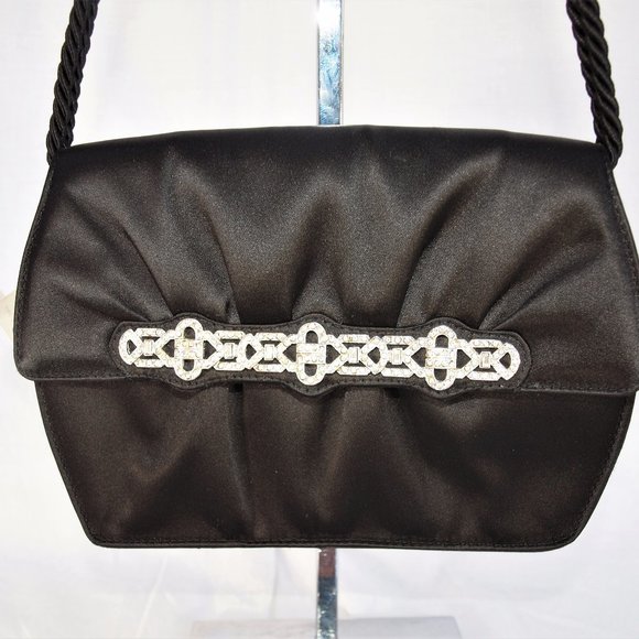 Vintage Bally Satin Crystal Rhinestone Clutch Bag New w/ Tags - Picture 3 of 8